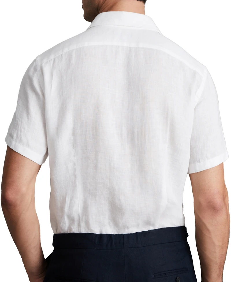 Reiss Men's Slim Fit Linen Button-Through Shirt