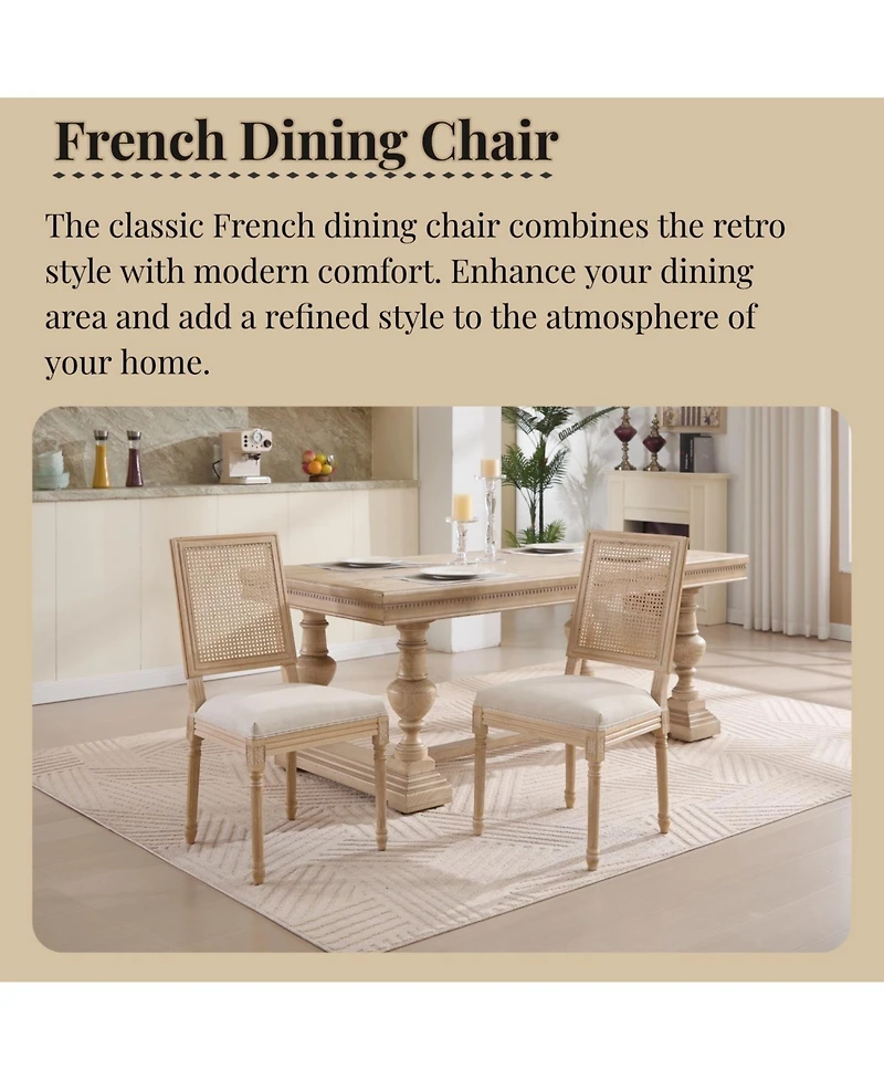 Streamdale Furniture French Country Dining Chairs, Rattan Back