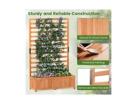 Slickblue 59 Inch Tall Wooden Raised Garden Bed with Trellis