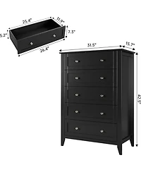 gaomon 5 Drawer Dresser for Bedroom Tall Cabinet with Deep Drawers Modern Wooden Chest for Entryway