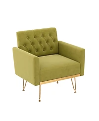 Streamdale Furniture Velvet Tufted Armchair with Gold Metal Leg