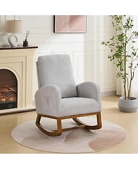 Streamdale Furniture 27.2"W Rocking Chair for Nursery, Polyester Glider with High Back & Side Pocket