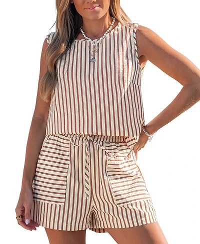 Cupshe Women's Crew Neck Unlined Short Set