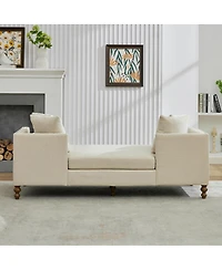 Streamdale Furniture Chenille Chaise Lounge with Aged Brass Nailheads