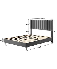 gaomon Bed Frame with Headboard and 4 Drawers Platform Steel Slats No Box Spring Needed Quiet Easy Assembly