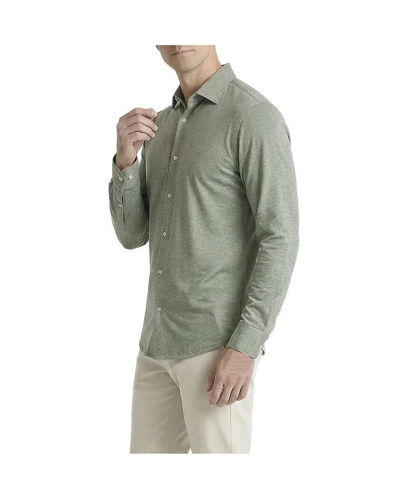 Level 7 Men's Office-Leisure Collection Melange Seamless Long Sleeve Shirt