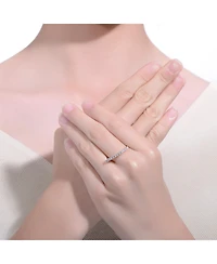 14k Yellow Gold Plated with Cubic Zirconia Waterfall Square Top Stacking Ring Sterling Silver