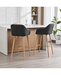 Streamdale Furniture Modern Linen Bar Stools Set of 2 with Back & Armrest