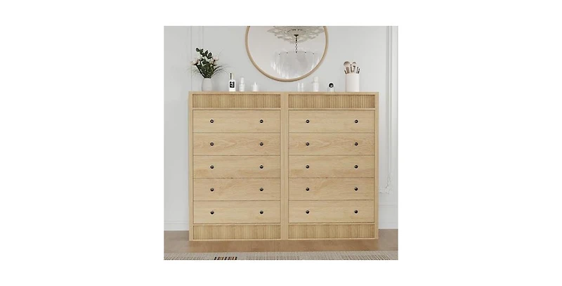 gaomon 5 Drawer Tall Dresser for Bedroom, 31.5" Wide Fluted Chest of Drawers, Modern Wood Storage Cabinet