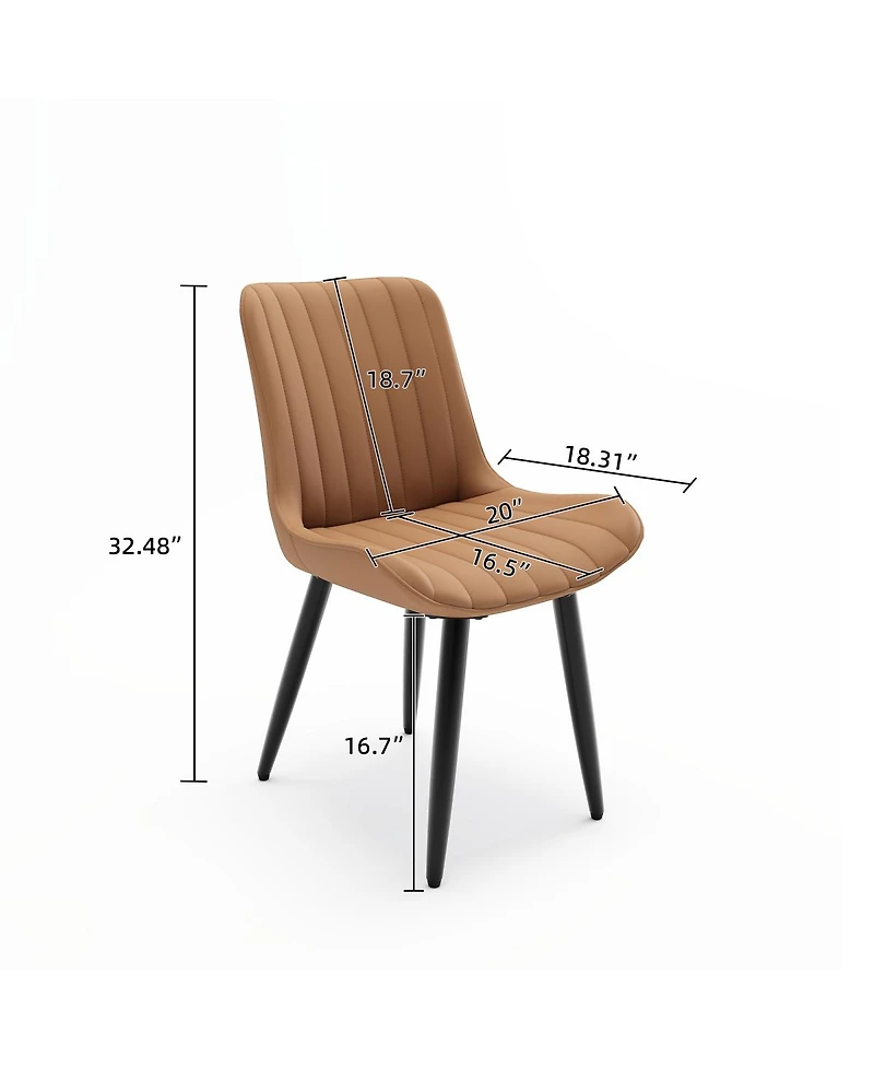 Streamdale Furniture Set of Modern Pu Leather Dining Chairs with Thick Cushions & Metal Legs