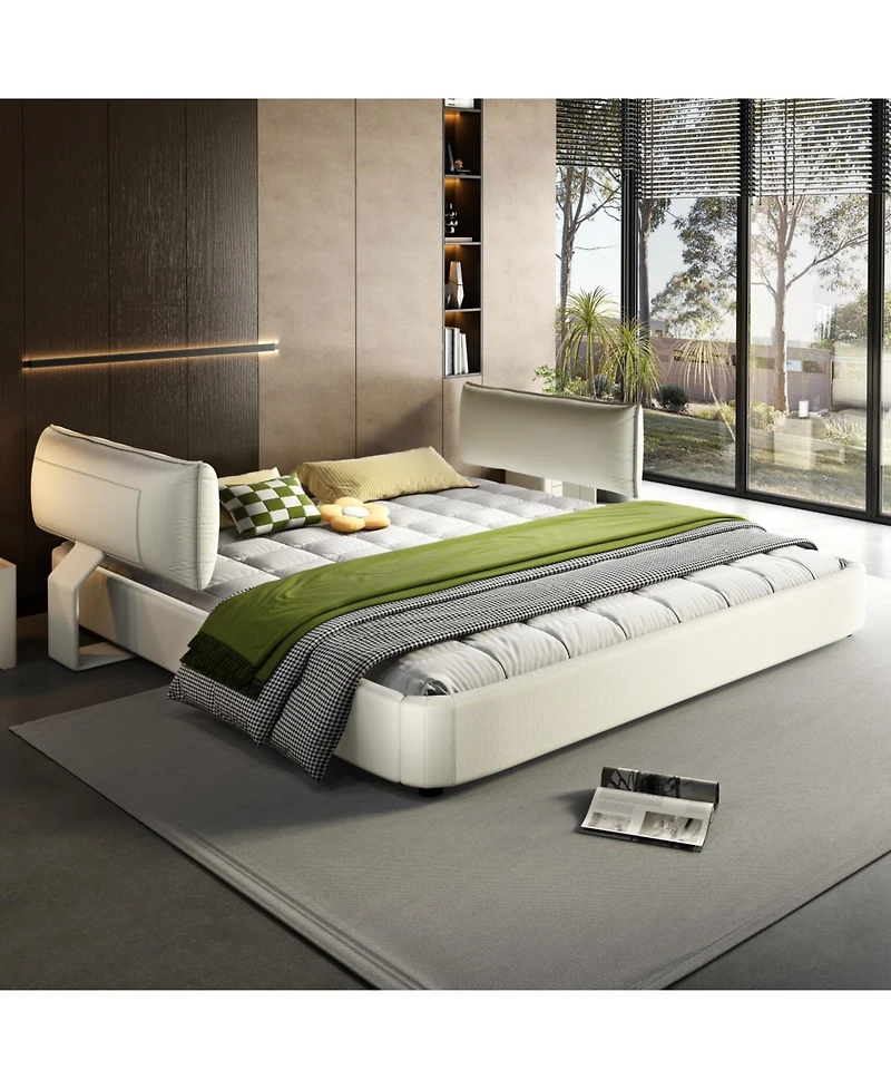 Streamdale Furniture King Size Cloud Bed Frame with Padded Movable Headboard, Chenille Upholstered