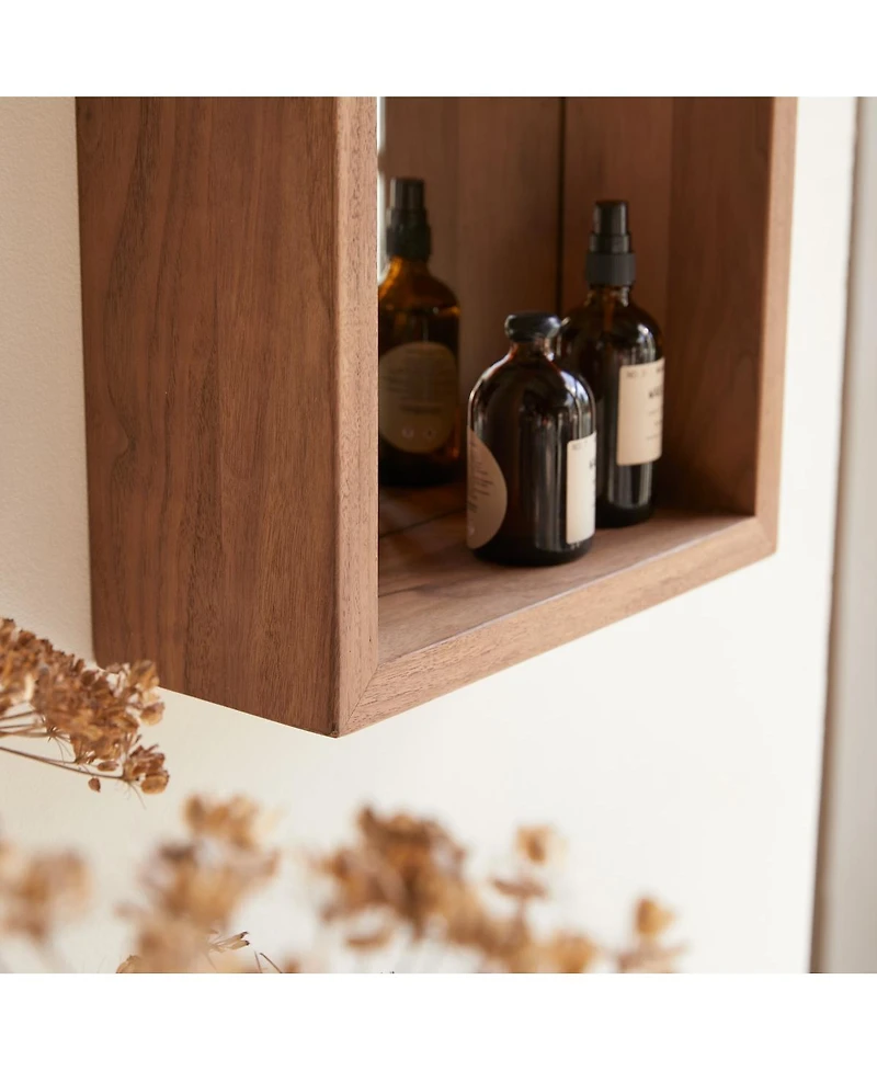 Tikamoon Solid Teak Bathroom Mirror with Shelf attached 55x30 New