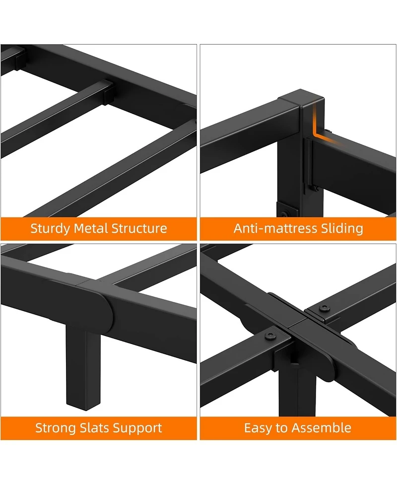 gaomon Twin Metal Platform Bed Frame Steel Slats 6 Inch Tall Mattress Foundation Easy Assembly No Box Spring