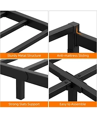 gaomon Twin Metal Platform Bed Frame Steel Slats 6 Inch Tall Mattress Foundation Easy Assembly No Box Spring