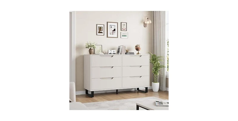 gaomon 6 Dresser for Bedroom, 47.2 in Wide Dresser, Freestanding Vertical Drawer Cabinet