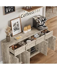 gaomon Sideboard Buffet Cabinet with 4 Drawers, Large Modern Coffee Bar Storage Cabinet