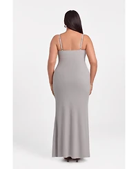 S3 Apparel Women's Scoop Neck Ribbed Sculpting Cami Maxi Dress with Built-In Shapewear