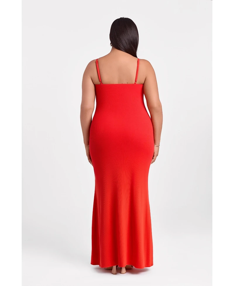 S3 Apparel Women's Scoop Neck Ribbed Sculpting Cami Maxi Dress with Built-In Shapewear