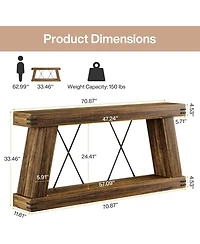 Tribesigns Farmhouse Console Table, Long Sofa Table Behind Couch with Storage, Rustic Entryway Furniture for Hallway