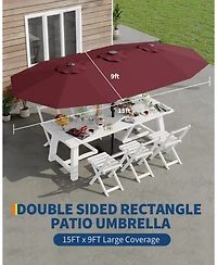 Gaomon 15ft Large Patio Umbrella with Sandbag Base