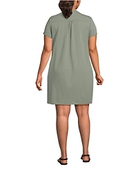 Lands' End Plus Cotton Modal Pintuck Short Sleeve Dress