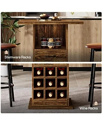 Tribesigns Square Bar Table, Home Bar Unit for Living Room, Kitchen