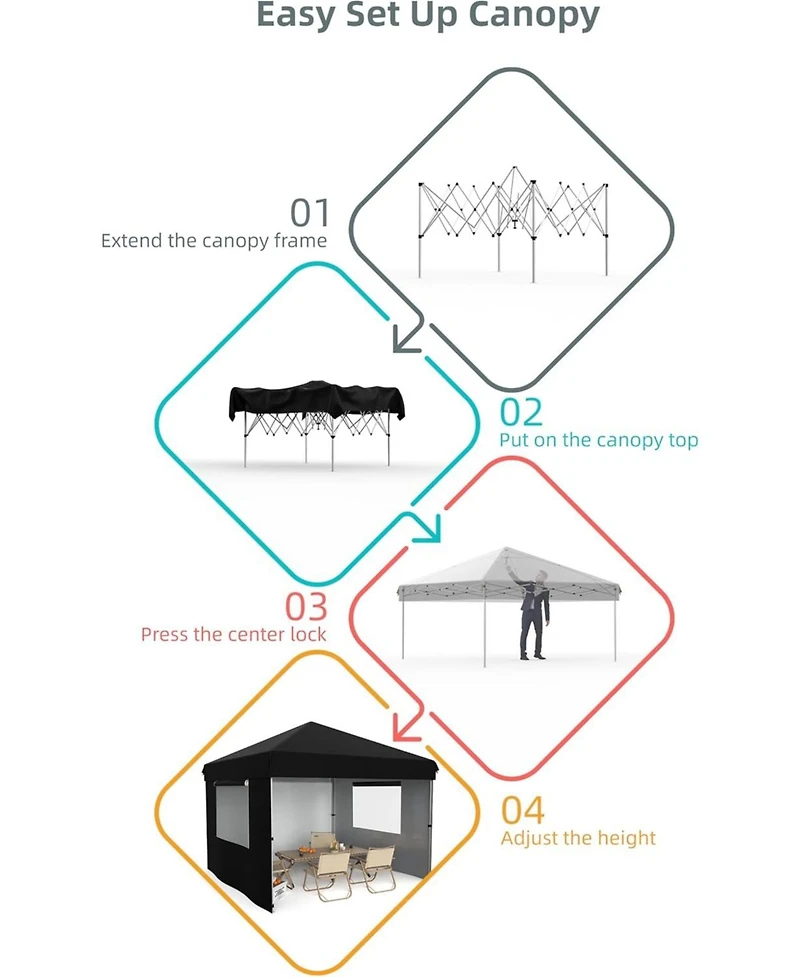 Gaomon Pop Up Canopy Tent 10x10 Outdoor Canopy tz Set Up Heavy Duty Commercial Instant Tent Shelter, 3-Sidewall