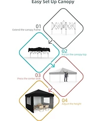 Gaomon Pop Up Canopy Tent 10x10 Outdoor Canopy tz Set Up Heavy Duty Commercial Instant Tent Shelter, 3-Sidewall