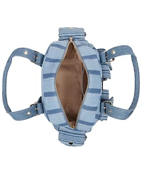 True Religion Multi Stripe Soft Satchel – Mini Handbag with Utility Pockets