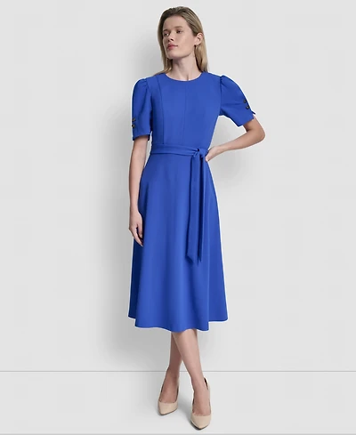Dkny Petite Short-Sleeve Jewel Neck Flared Maxi Dress