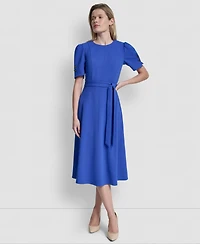 Dkny Petite Short-Sleeve Jewel Neck Flared Maxi Dress