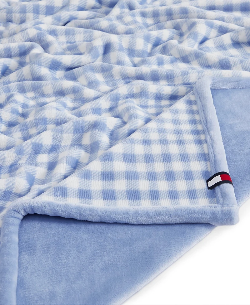 Tommy Hilfiger Modern Check Printed Plush Throw, 70" x 50"
