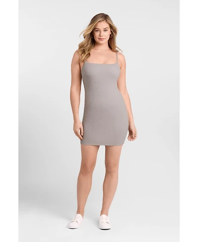 S3 Apparel Women's Scoop Neck Ribbed Sculpting Cami Mini Dress with Built-In Shapewear