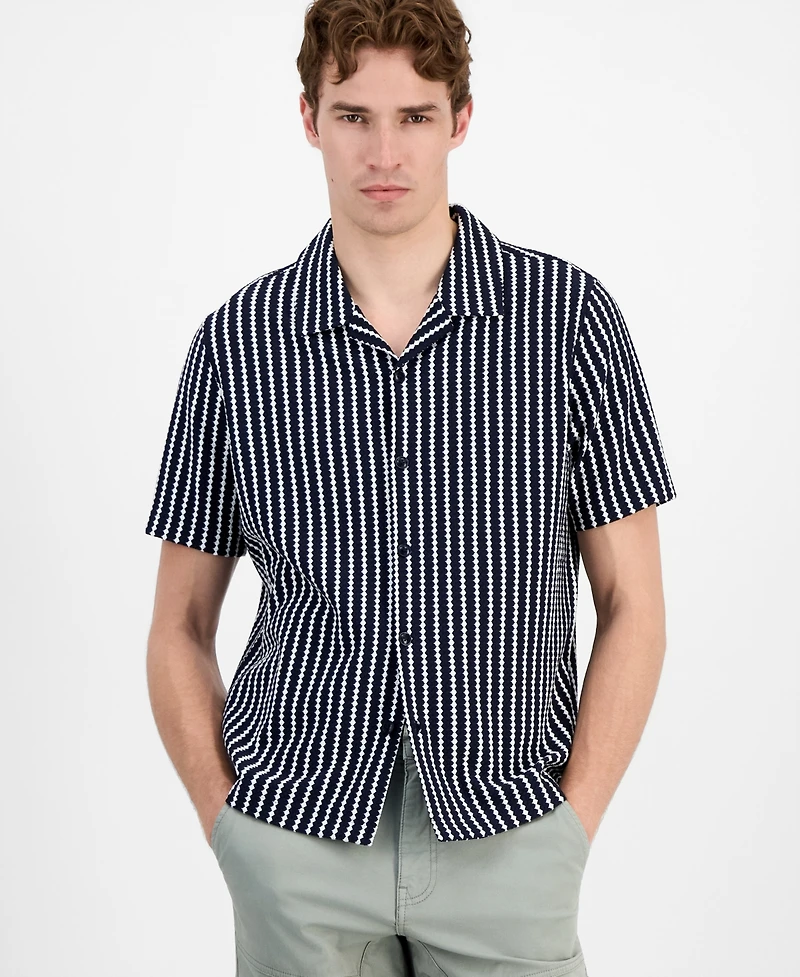Guess Men's Rafa Jacquard Knit Short-Sleeve Shirt