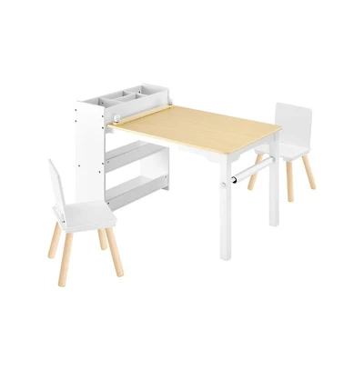 Slickblue Toddler Craft Table Set with 2 Chairs and Storage Shelves