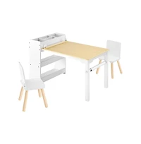 Slickblue Toddler Craft Table Set with 2 Chairs and Storage Shelves