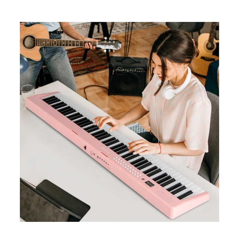 Hongge 88 Key Foldable Electric Keyboard Piano with Wireless Midi and Dual Speakers