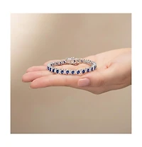 Sterling Silver Blue Cubic Zirconia Marquise Tennis Bracelet