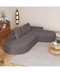 Streamdale Furniture Modern Curved Chenille Sectional Sofa Couch Set