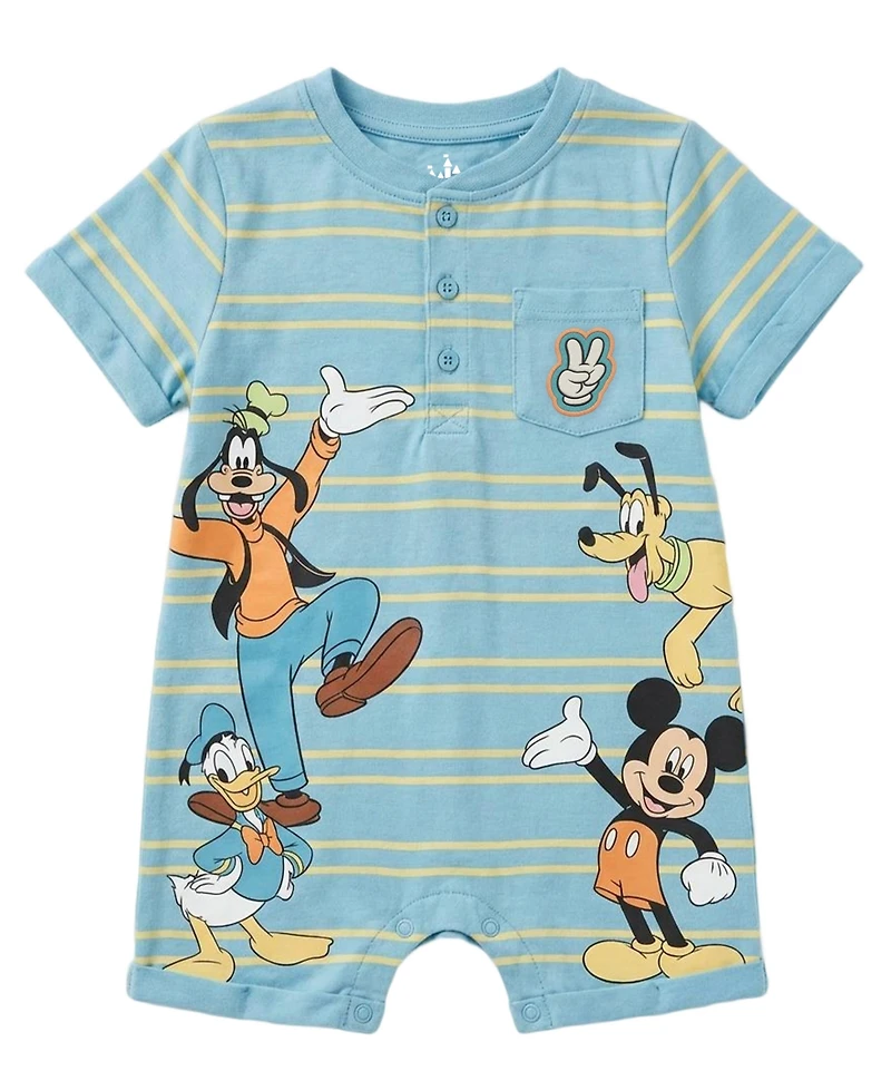 Disney Baby Boys' Mickey and Friends Character-Print Romper, 2-Pack