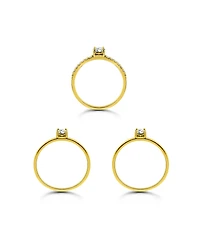 Macy's 1 3/8 cttw 3pc Set- 2- 4mm Round Cubic Zirconia Stone On Polish Band + 1- Stones Rings