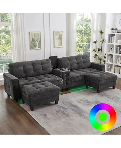 Streamdale Furniture Modern U-shaped Sectional Sofa with Storage Ottomans