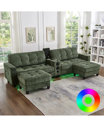 Streamdale Furniture Modern U-shaped Sectional Sofa with Storage Ottomans