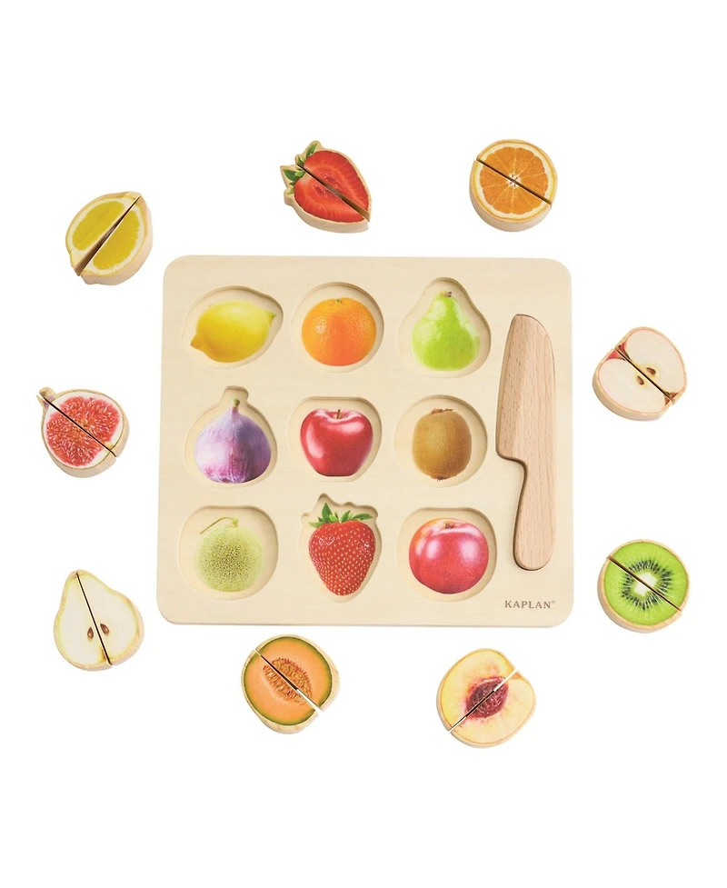 Kaplan Early Learning Wooden Slice & Match Fruit & Vegetable Puzzles