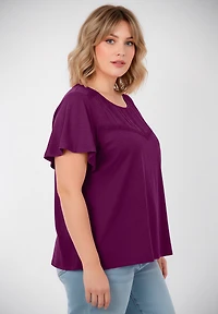 Avenue Women's Knit Lace Yoke Tee