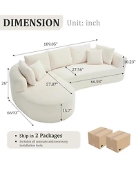 Streamdale Furniture 109" Modern Cloud Sofa with 7 Pillows & L-Shape Modular Design