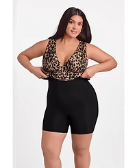 S3 Apparel Women's Draped Mesh Sculpting Midi Dress with Built-In Shapewear