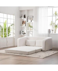 Streamdale Furniture 71" 2-in-1 Pull Out Foldable Loveseat Sofa Bed with Pillows, Convertible Sleeper Couch
