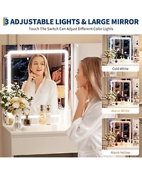 gaomon Makeup Vanity Set with Foldable Lighted Mirror