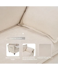 Streamdale Furniture Streamdale L-shaped sofa with storage, cotton-linen velvet, 3 seats, extends, living room